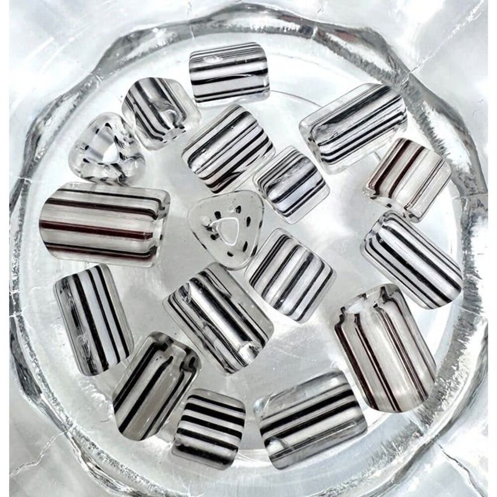 17pcs Beads for Jewelry #21934 Fire Cane Glass Beads